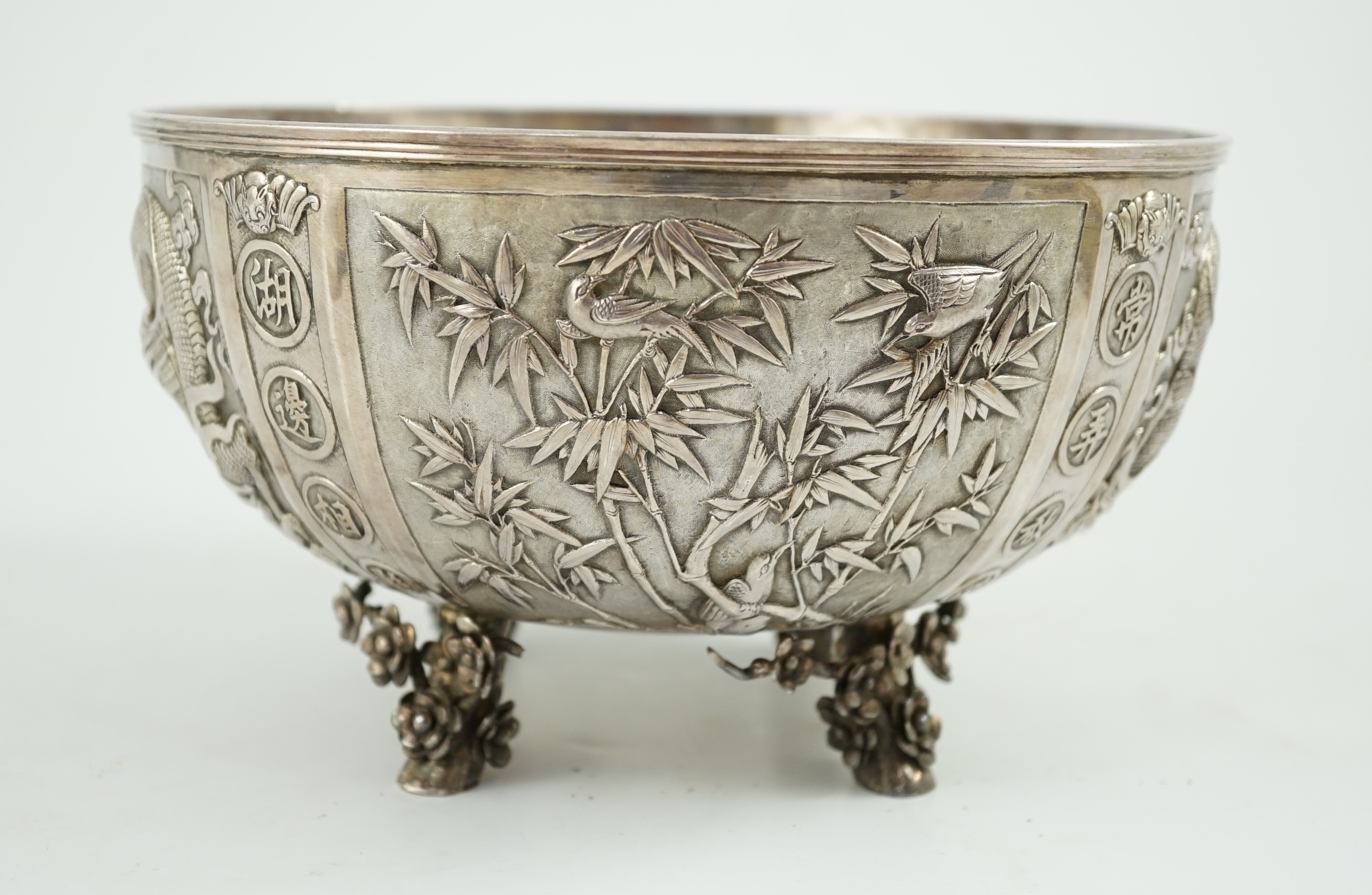 A late 19th/early 20th century Chinese Export silver rose bowl